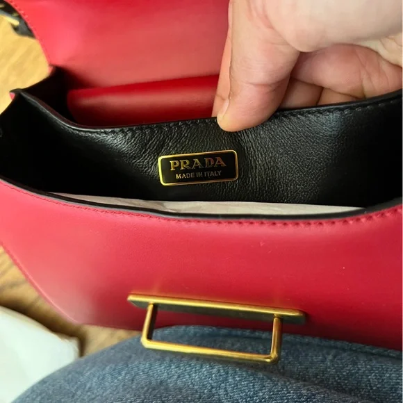 PRADA City Calfskin Saffiano Cahier Bag Fuoco Black - Picture 9 of 12